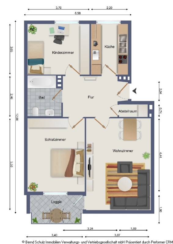 Grundriss Dachgeschosswohnung Hamburg