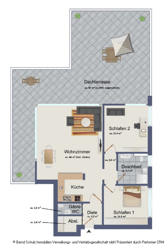 Grundriss Penthousewohnung Hamburg