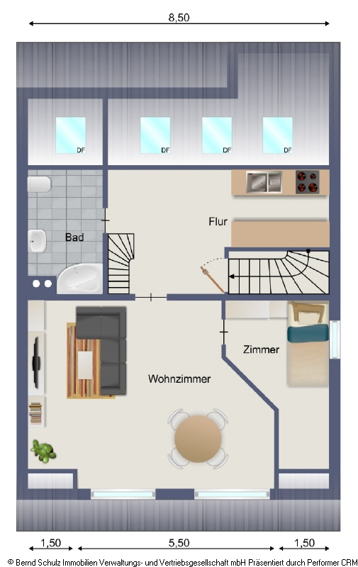 Grundriss DG Reiheneckhaus Hamburg