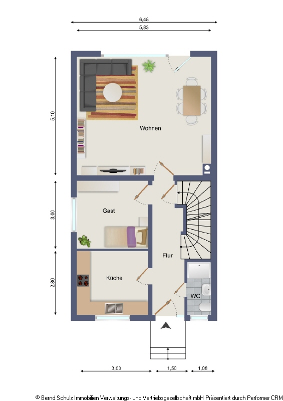 Grundriss Erdgeschoss Doppelhaush�lfte Hamburg