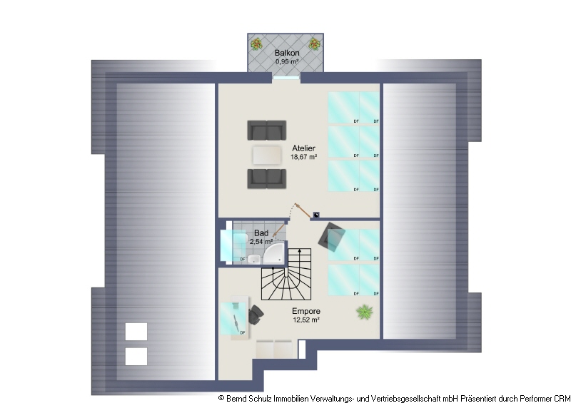 Grundriss oben Maisonettewohnung Hamburg