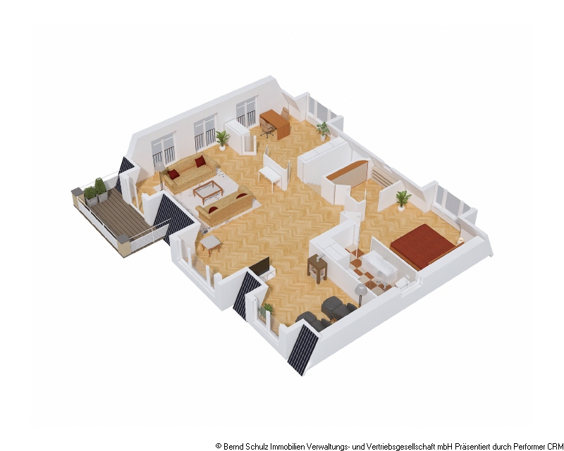 Grundriss visualisiert DG Villa Hamburg