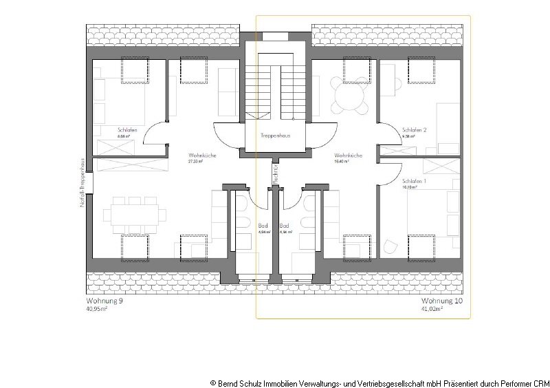 Grundriss DG rechts Dachgeschosswohnung Hamburg