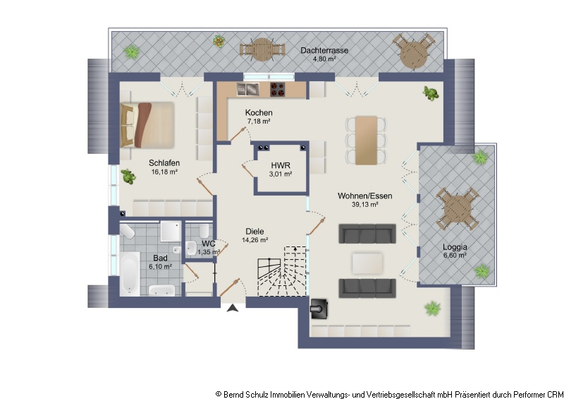 Grundriss unten Maisonettewohnung Hamburg