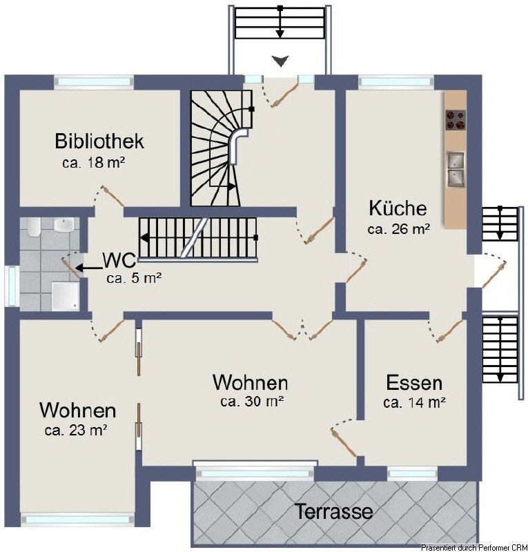 Grundriss EG Villa Hamburg