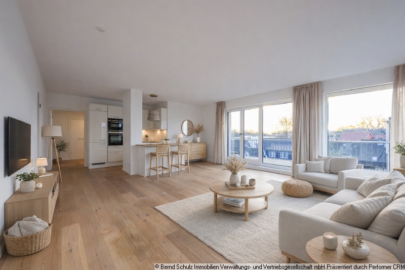 6 Wohnzimmer visualisiert Penthousewohnung Hamburg
