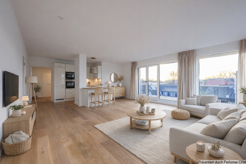 6 Wohnzimmer visualisiert Penthousewohnung Hamburg