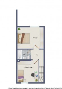 Grundriss OG Endreihenhaus mit 3 Zimmern und Vollkeller und Garage -