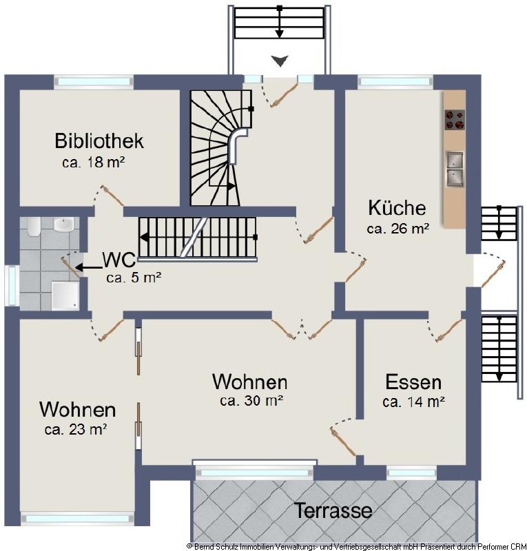 Grundriss EG Villa Hamburg