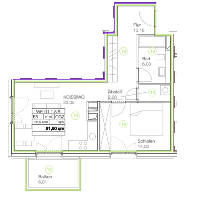 Grundriss Whg 19 Etagenwohnung Hamburg
