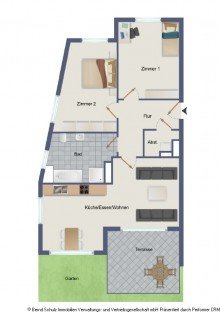 Grundriss Moderne Erdgeschosswohnung mit Garten und Stellplatz im Zentrum von Eidelstedt