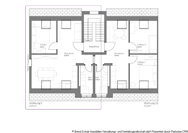 Grundriss DG links Dachgeschosswohnung Hamburg