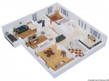 Grundriss visualisiert OG1 Villa im Hochkamp