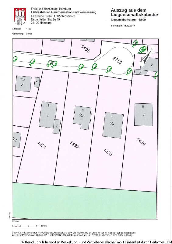 Flurkarte Wohngrundst�ck Hamburg
