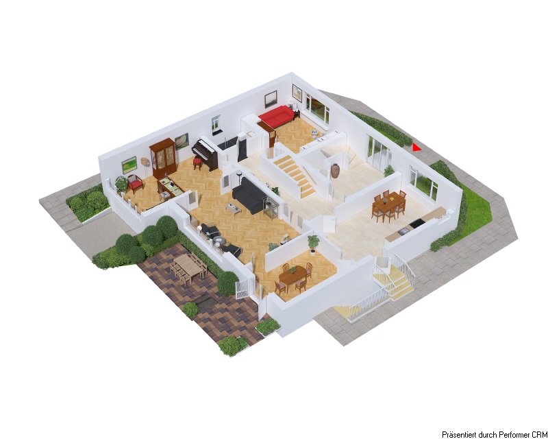 Grundriss visualisiert EG Villa Hamburg